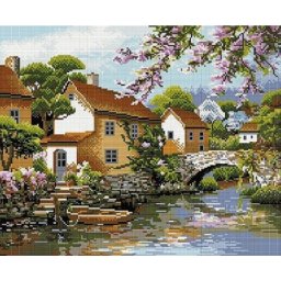Set goblen cu diamante, cu sasiu, Zi de vara, 40x50cm