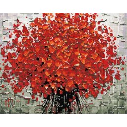 Set goblen cu diamante, cu sasiu, Buchet de flori rosii, 40x50cm