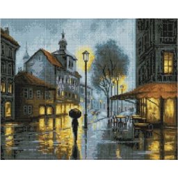 Set goblen cu diamante, cu sasiu, Luminile orasului intunecat, 40x50 cm