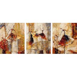 Set 3 picturi pe numere, cu sasiu, Dans dans, dans, 50 x 120 cm