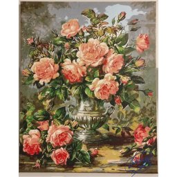 Set pictura pe numere, cu sasiu, Buchet de trandafiri, 40x50 cm