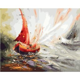Set pictura pe numere, cu sasiu, Panze rosii - Garcia Luis, 40x50 cm