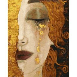 Set pictura pe numere, cu sasiu, Lacrimi aurii - Klimt, 50x65 cm