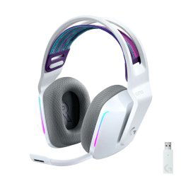 Casti gaming wireless Logitech G733, ultrausoare, Lightsync RGB, Alb