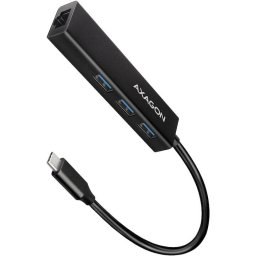 AXAGON HMC-GL3A, 3x USB3.2 Gen 1, hub Subtire, cablu de 20 cm USB Type-C, 1 x RJ45 Gigabit