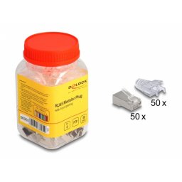 Set 50 buc conector de retea RJ45 FTP pentru Cat.6 (easy connect) + manson transparent, Delock 66905
