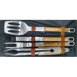 Set accesorii pentru gratar Tarrington House, 4 piese, otel inoxidabil, geanta