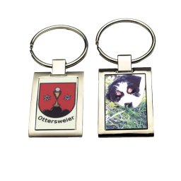 Breloc metalic personalizat cu doua fete