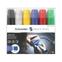 Marker cu vopsea acrilica Schneider Paint-It 330, 15 mm, 6 buc/set