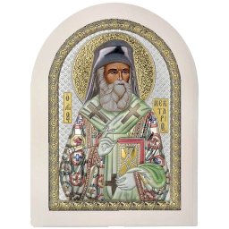 Sfantul Nectarie Vindecatorul de Cancer 15x21cm Rama Alba