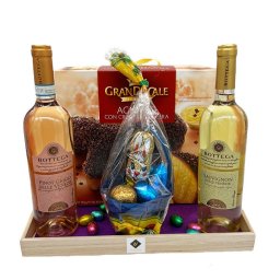 Pachet HappyEaster, Bottega Pinot Grigio, Bottega Sauvignon, Panettone Granducale 750g, Cosuletul Nicole Choco si oua de ciocolata (TIP PRODUS: Set)