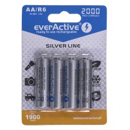 Rechargeable batteries everActive Ni-MH R6 AA 2000 mAh 4 PCS Silver Line