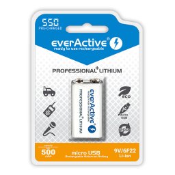 Rechargeable battery everActive 6F22/9V Li-ion 550 mAh
