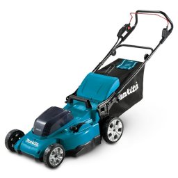 Masina de tuns gazonul Makita DLM480CT2 cu acumulator 18V, latime de taiere 48 cm, cos colector 62 litri, livrata fara acumulator si incarcator