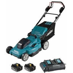 Masina de tuns gazonul Makita DLM538CT2 cu acumulator 18V 2 x 5.0 Ah, latime de taiere 53 cm, cos colector 70 litri