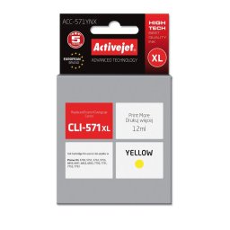 Activejet ACC-571YNX ink for Canon printer; Canon CLI-571Y XL replacement; Supreme; 12 ml; yellow