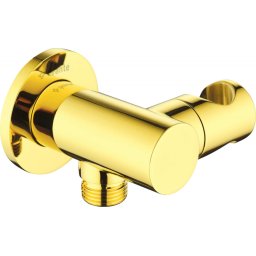 Conector unghiular rotund cu suport pentru para de dus finisaj auriu NAC_Z57K