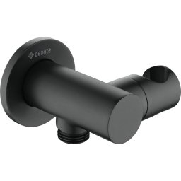 Conector unghiular rotund cu suport pentru para de dus finisaj negru NAC_N57K