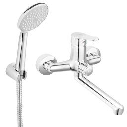 Baterie perete cada-dus, cu pipa de 35cm si set de dus inclus Ferro ISSO
