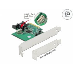 PCI Express cu 1 port intern USB 3.2 Gen2 key B 20 pini, Delock 90068
