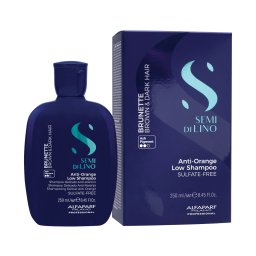 Sampon pentru neutralizarea tonurilor de portocaliu Alfaparf Semi di Lino Brunette Anti-Orange Low, 250 ml