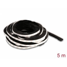 Banda autoadeziva cu perii 5m x 15mm Negru, Delock 66895