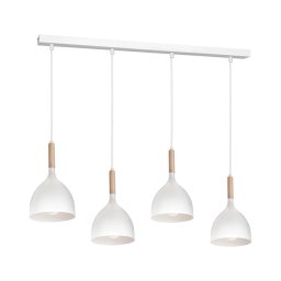 Lustră pe cablu NOAK WOOD 4xE27/60W/230V albă/lemn
