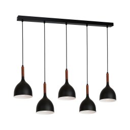 Lustră pe cablu NOAK WOOD 5xE27/60W/230V neagră/lemn închis