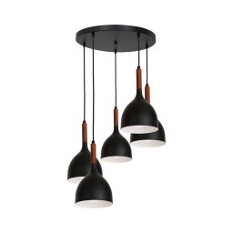 Lustră pe cablu NOAK WOOD 5xE27/60W/230V neagră/lemn închis