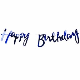 Banner Happy Birthday scris de mana albastru 1m