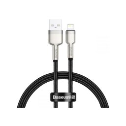 Cafule Metal, Fast Charging Data Cable pt. smartphone, USB la Lightning Iphone 2.4A, braided, 0.25m, negru