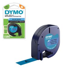 Etichete din plastic albastru DYMO LetraTag 12 mm pentru scoala, arhivare si organizare personala S0721650