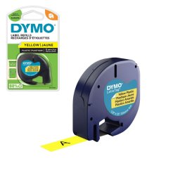 Etichete din plastic galben DYMO LetraTag 12 mm pentru identificare vizibila, depozitare si organizare S0721620