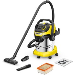 Aspirator multifunctional WD 5 P S V-25/8/22, 1100 W, aspirare umeda si uscata, 25 l rezervor, furtun 2.2 m, functie de suflare, galben/negru