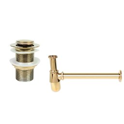 Scurgere lavoar baie aurie cu ventil fara preaplin, Laveo Gold