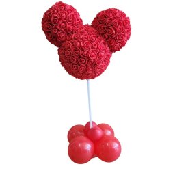 Cap ursulet trandafiri spuma tip buchet rosu 35 cm