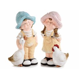 Set 2 figurine Fetita Baietel ceramica cm 25.5x14.5x44 cm