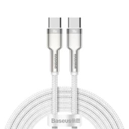 Cafule Metal, Fast Charging, USB Type-C la USB Type-C 100W braided 2m, Alb