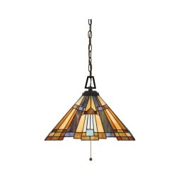 Elstead QZ-INGLENOOK-P-A - Candelabru Tiffany suspendat pe lanț INGLENOOK 3xE27/60W/230V