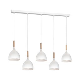 Lustră pe cablu NOAK 5xE27/60W/230V albă/lemn