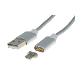 Cablu micro USB magnetic de încarcare 2.0, A-B - 1m, argintiu