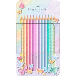 Set cadou 12 creioane colorate Pastel Sparkle Faber-Castell