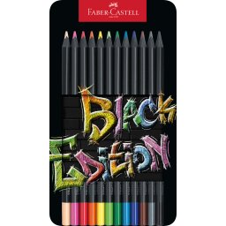 Creioane Colorate 12 Culori Cutie Metal Black Edition Faber-Castell