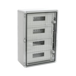 Cutie modulară IP65 exterior, ABS gri, ușă transparentă, 18 module (2×9), 250×350×150 mm, PP3112