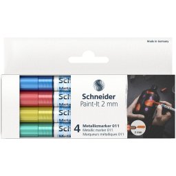 Marker Schneider Paint-It 011 culori metalice, varf 2 mm, 4 buc/set