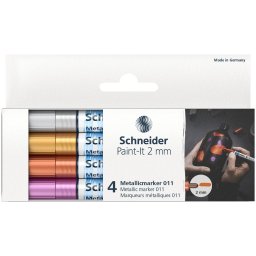 Marker Schneider Paint-It 011 culori metalice, varf 2 mm, 4 buc/set, model 2