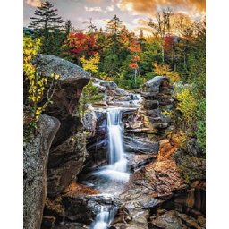Set goblen cu diamante, cu sasiu, Cascada in padure, 50x65 cm