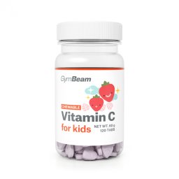 GymBeam Tablete masticabile cu vitamina C pentru copii 120 tab. căpșuni