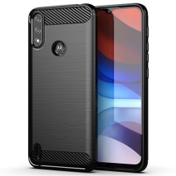 Husa Carbon Silicone pentru Motorola Moto E7 Power E7i Power, Negru