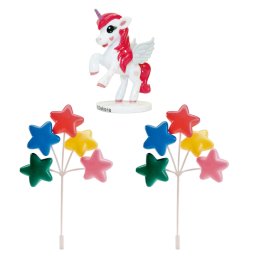 Set decor tort plastic Unicorn 3 buc